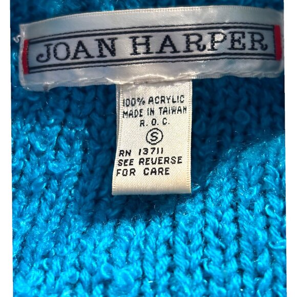 Joan Harper vintage chunky nubby blue button down cardigan sweater pockets sz S - Picture 5 of 9